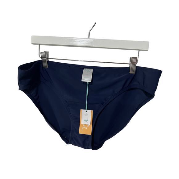 Kona Sol Swim Womens Size XL High Coverage Hipster Bikini Bottom Navy Blue NEW - Picture 1 of 9